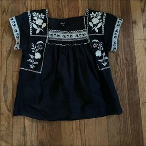 Madewell embroidered peasant top so s